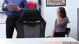 Caught stealing, cute teen offers blowjob to mall cop for forgiveness