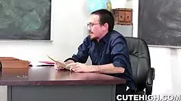 Cute Redhead Learns from Teacher