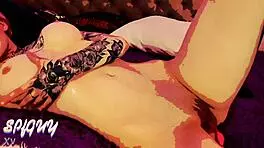 Girl masturbates with big tits and ass