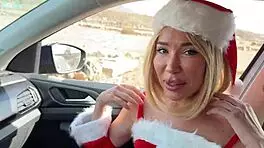 Christmas Sweet Gift to Snowgirl in Public