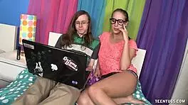 Nerd Teen Jerks Off Friend's Big Cock In Student Scene