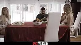 Stepmom and stepdad seduce their blonde stepdaughter into threesome 😏