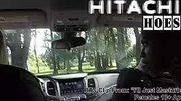 rina arem waits in the car and masturbates with her hitachi wand