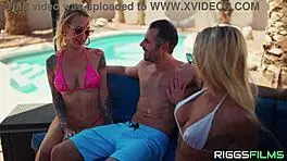 Pretty milf with big boobs fucks pool guy to intense orgasm