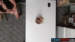 Petite Teen Caught Shoplifting Makeup on CCTV Cameras - Ember Snow