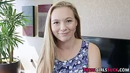 Blonde Teen 18+ Sucks Cock For Cumshot