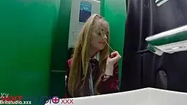 hey, come on over to the gloryhole where this teen 18+ student is sucking cock like a pro!