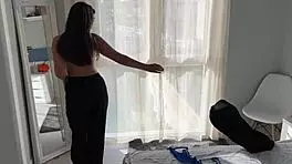 Stepsister Caught Watching, Gets Facial