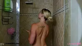 Cute teen 18+ blonde took a shower