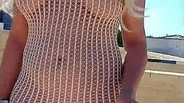 Transparent Dress Without Underwear! Blonde Flashes Ass Publicly