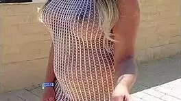 Transparent Dress Without Underwear! Blonde Flashes Ass Publicly