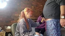 Two shy girls contrastingly handle one massive cock in intriguing ffm play.