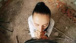 Pov long haired teen 18+ facefucked deep in abandoned building