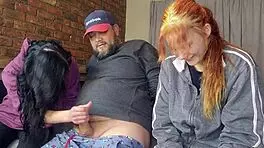 Two shy girls contrastingly handle one massive cock in intriguing ffm play.