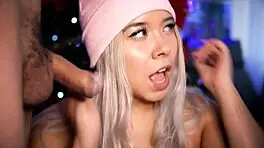 i'm so excited, blonde with cute face plays and sucks small 18+ cock getting hard for her