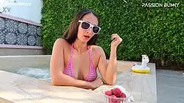 Morning Bikini Chill with Girl Next Door Flashing Outdoors