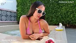 Morning Bikini Chill with Girl Next Door Flashing Outdoors