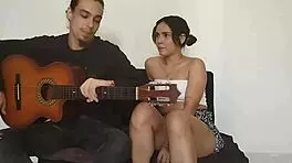 I'm playing my horny Latina stepsister like a guitar in bed