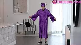 Stepmom in dress makes me hard during graduation, taboo reality with big tits.