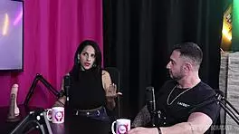 two hotties expose tits, give blowjob, get pussy fucked moaning loudly!