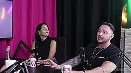 two hotties expose tits, give blowjob, get pussy fucked moaning loudly!