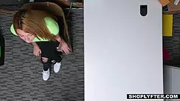 horny thick blonde teen alexa raye shoplifts and seduces security officer with blowjob in office