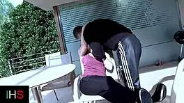 Curly girl gets pussy fucked with mouth cumshot.