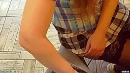 Exgf in Panties Handjob Classmate Under Table During Lesson