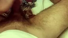 Handsome Brazilian Guy Masturbates Lying Down with Huge Cock and Spread Legs