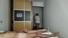 i jerk off in front of the cleaning lady at the hotel