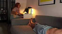 Nerdy Redhead Sucks Cock and Reveals Tits!