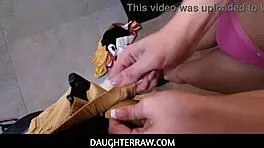 Super petite blonde stepdaughter Madison Summers deepthroats and fucks hard.