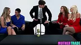 Stepmom and stepson foursome sex on television show