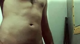 I'm undressing for masturbation in the bathroom.