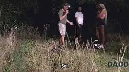 Tempting outdoor sex between young big-titted beauty and old man in Daddy4k