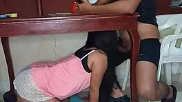 i have my hidden lover sucking my cock under the table.