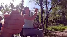 I seduce exhibitionist milf for deepthroat and cum on tits in park