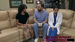 in this backstage scene nicole luva gets tickled by the perverted podiatrist with gloves and blindfold