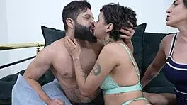 Abusive wife forces fuck on young latina!