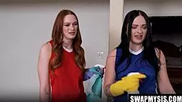 Stepsisters Imani And Harley Get Rough Blowjobs For Game Tickets