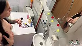 step mom shares hotel bed for surprise creampie fuck