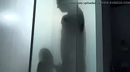 teen gives blowjob in shower bathroom