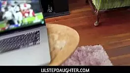 Angel Youngs's phone gets taken away after flashing her tits online, so the clever teen plots a sneaky way to retrieve it.