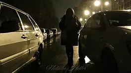 Autumn takes a naked walk in public, flashing her beautiful pussy