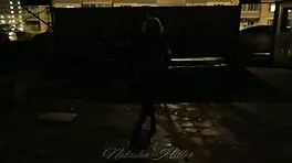 Autumn takes a naked walk in public, flashing her beautiful pussy