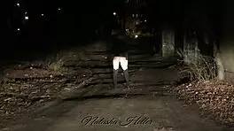 Autumn takes a naked walk in public, flashing her beautiful pussy