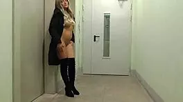 Autumn takes a naked walk in public, flashing her beautiful pussy