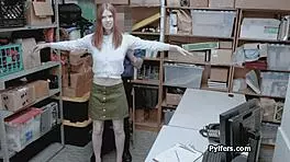 Cute Redhead Burglar Drilled Hard By Security!