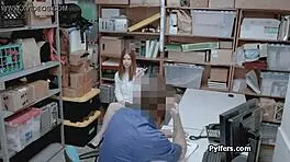 Cute Redhead Burglar Drilled Hard By Security!