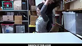 megan sage got caught and stripped down, then fucked by two big cocks